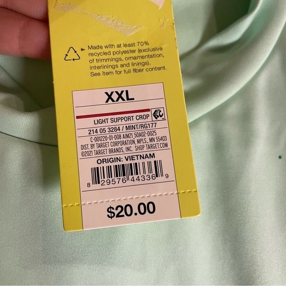 Target All in Motion Mint Light Support Crop Top / Tank XXL - Picture 3 of 5